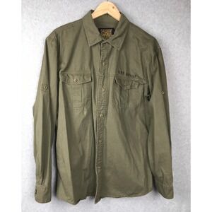 Outdoor Utility Button Up Shirt Mens 3XL Olive Green Long Sleeve Off Road